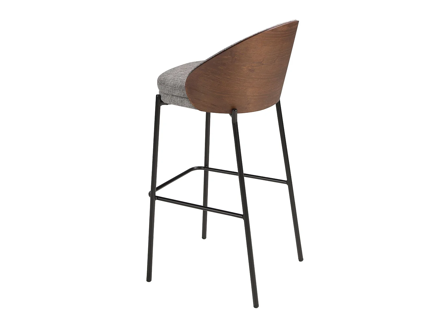 Hocker aus grauem Stoff und Walnussholz 4127 ANGEL CERDA