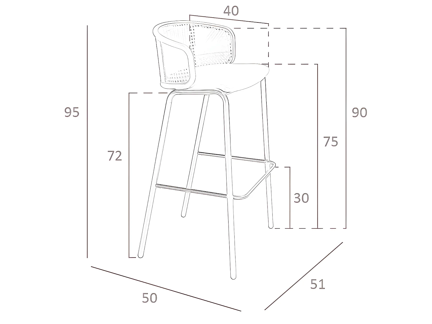 Hocker aus Rattan und braunem Samt 4128 ANGEL CERDA