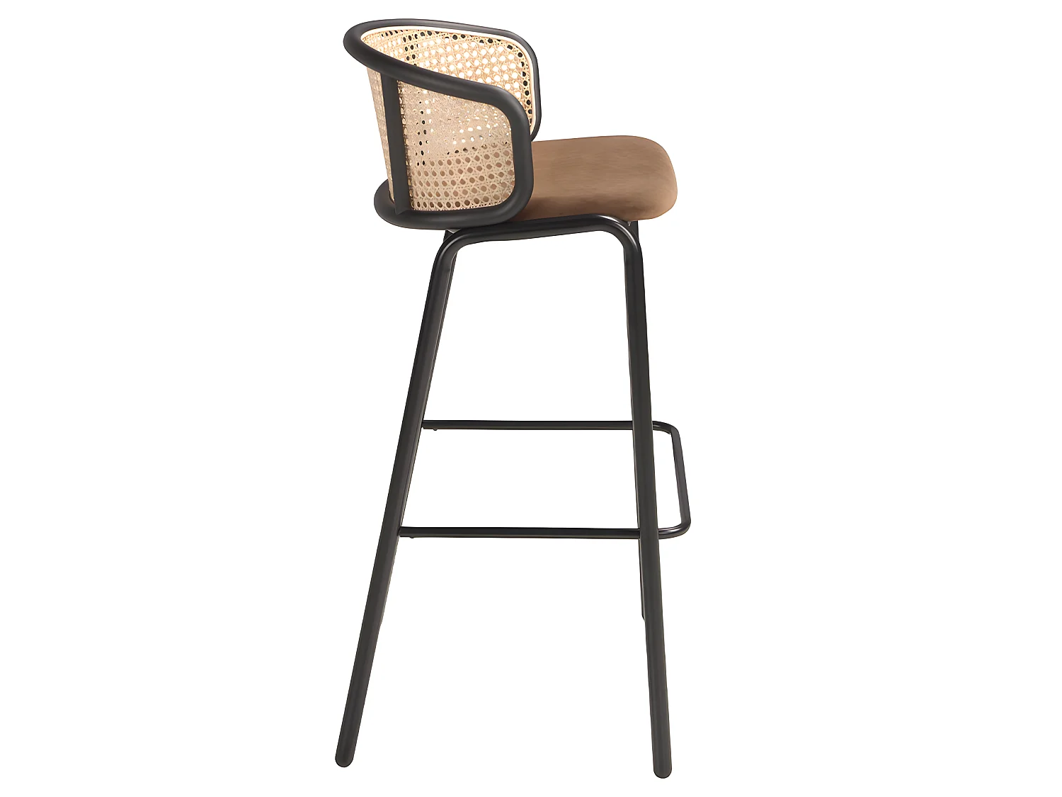 Hocker aus Rattan und braunem Samt 4128 ANGEL CERDA