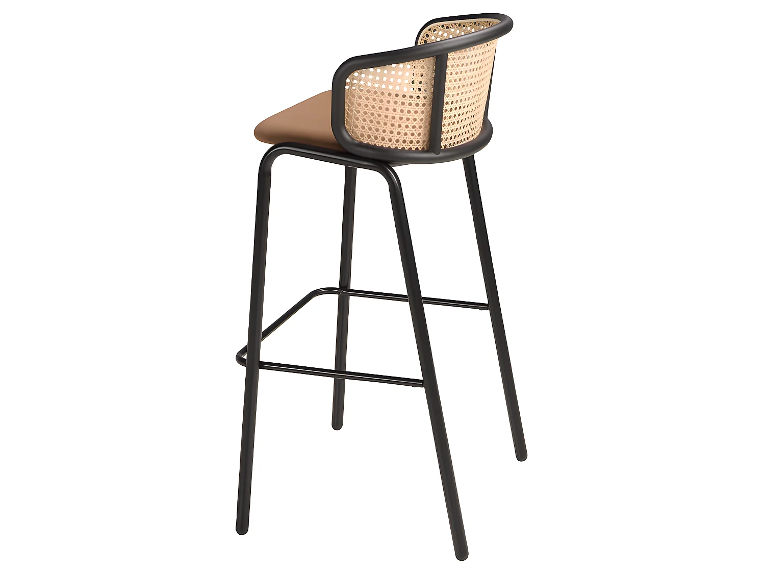 Hocker aus Rattan und braunem Samt 4128 ANGEL CERDA