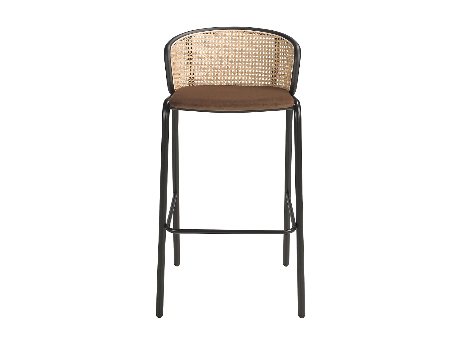 Hocker aus Rattan und braunem Samt 4128 ANGEL CERDA