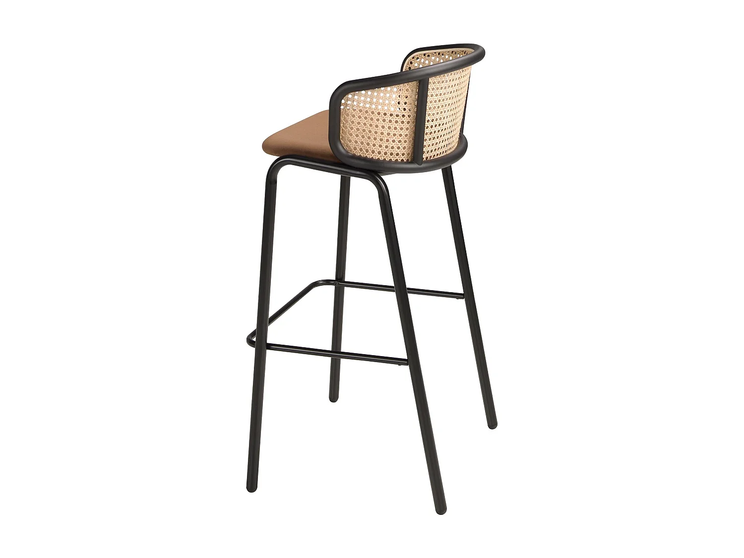 Hocker aus Rattan und braunem Samt 4128 ANGEL CERDA