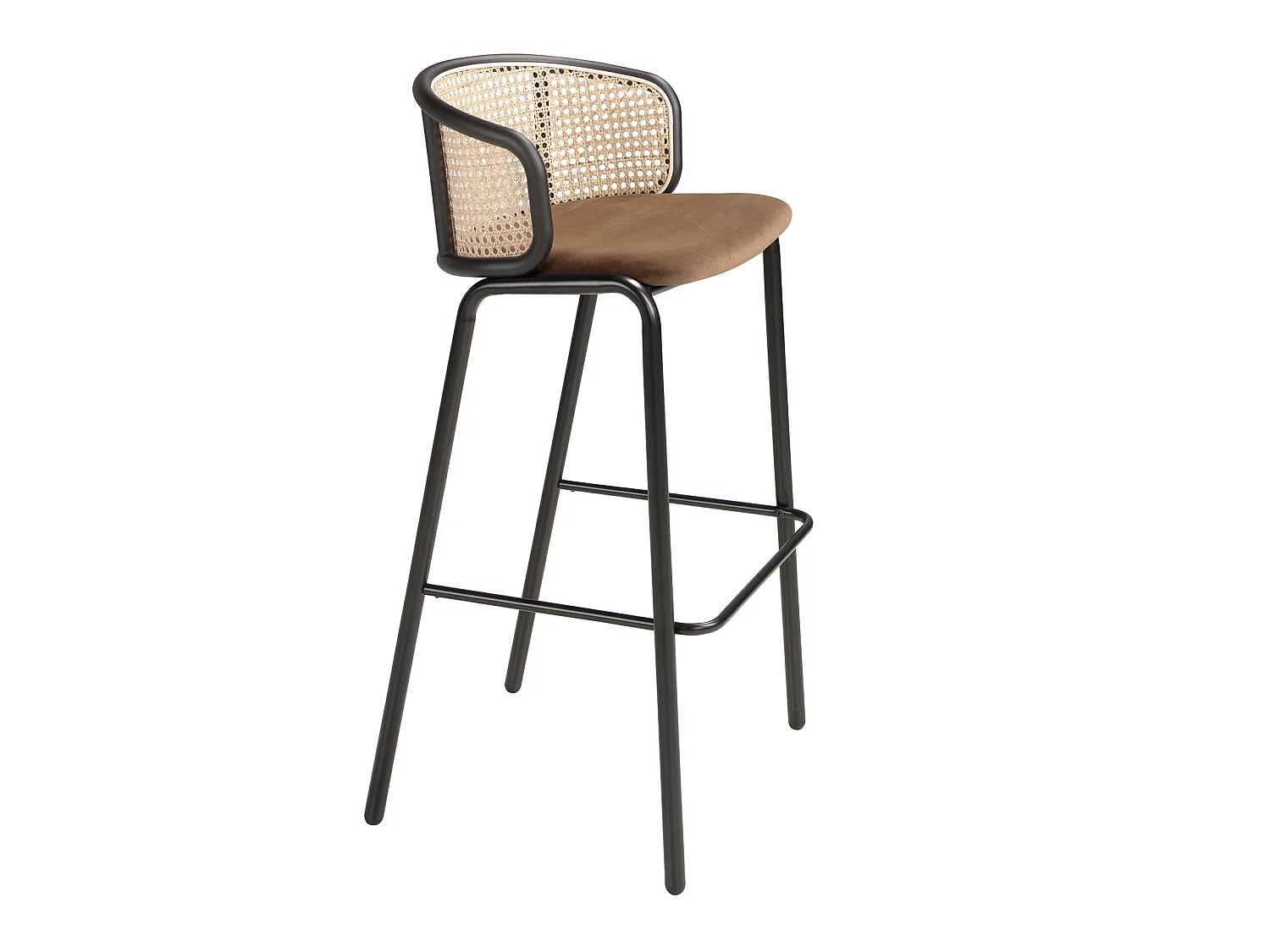 Tabouret en rotin et velours brun 4128 ANGEL CERDA