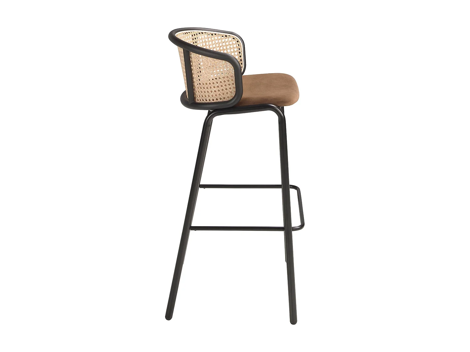 Tabouret en rotin et velours brun 4128 ANGEL CERDA