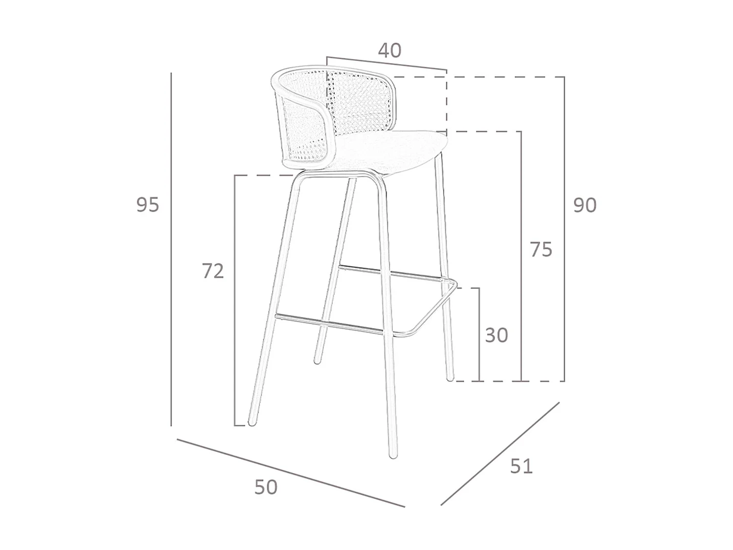 Tabouret en rotin et velours brun 4128 ANGEL CERDA