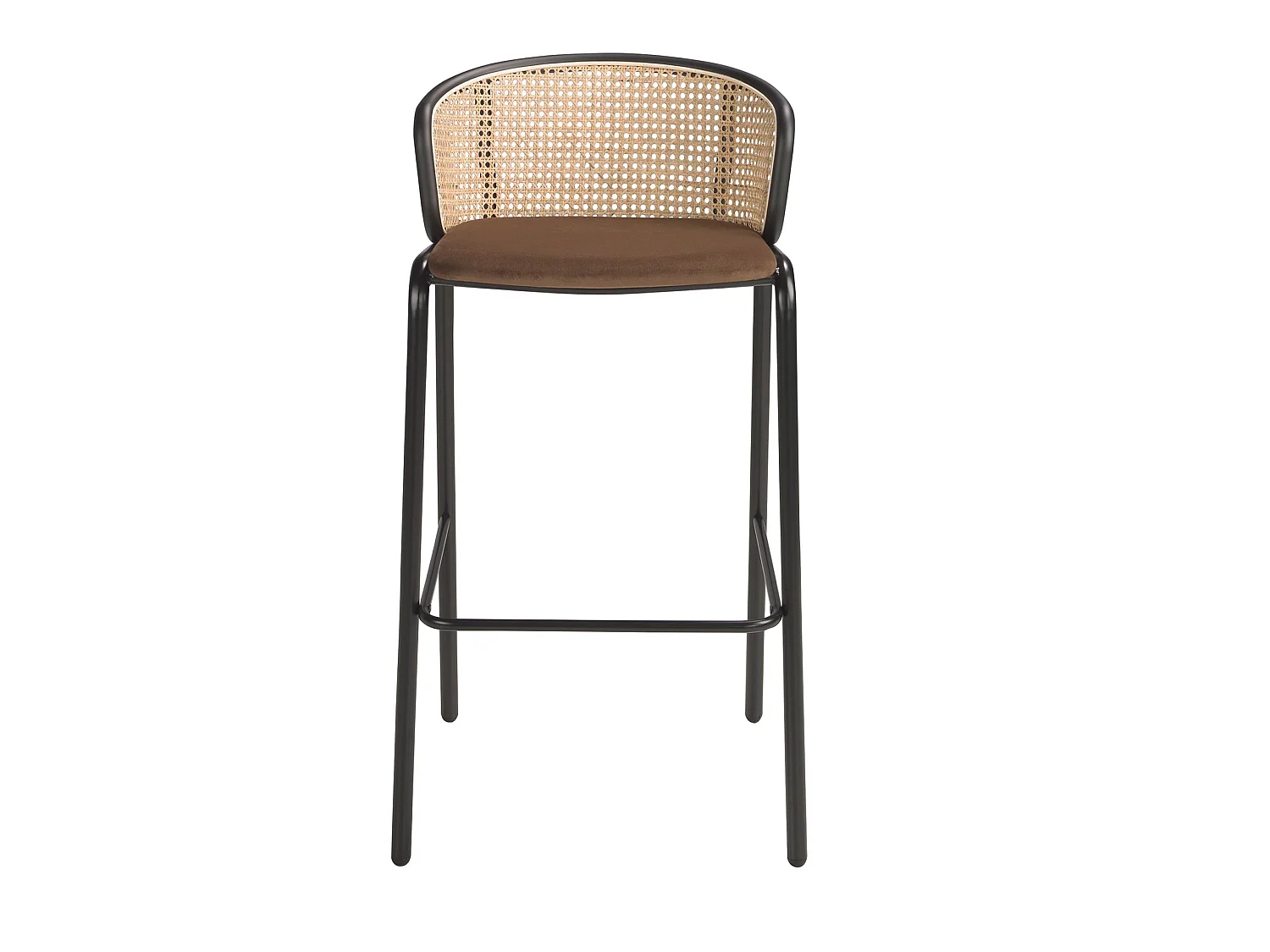 Tabouret en rotin et velours brun 4128 ANGEL CERDA