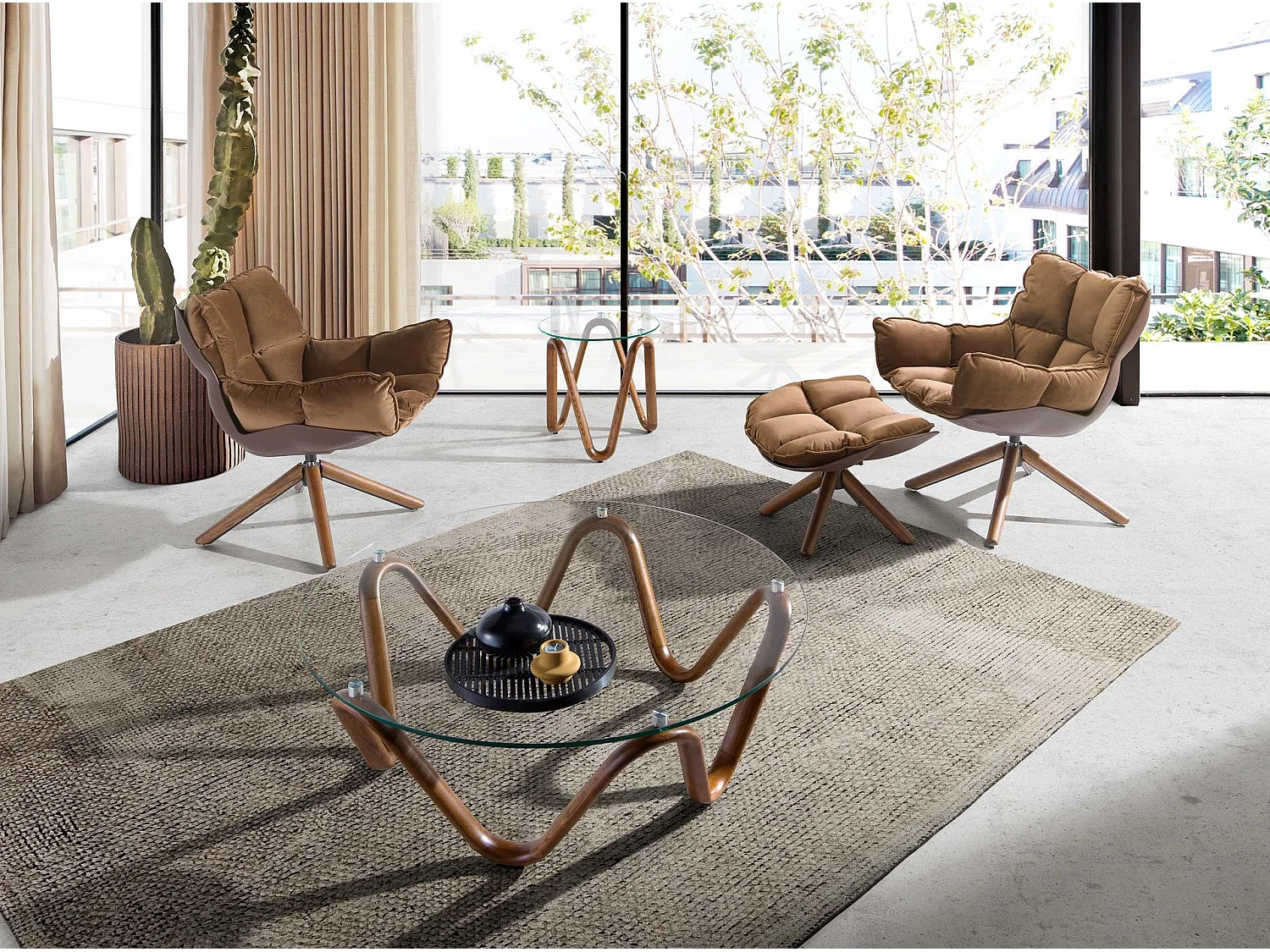 Bruine fluwelen voetenbank 5105 ANGEL CERDA