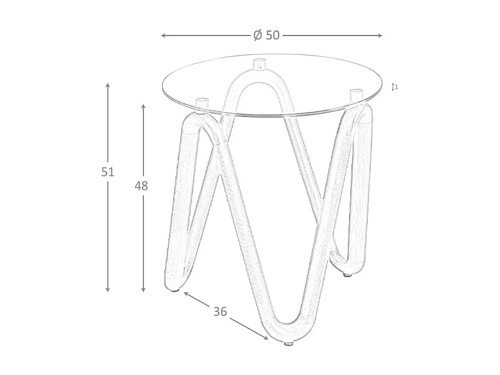 Mesa de canto redonda de vidro temperado e nogueira 2125