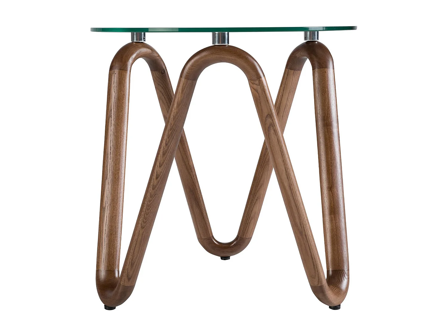 Table d'angle ronde en verre trempé et noyer 2125 ANGEL CERDA