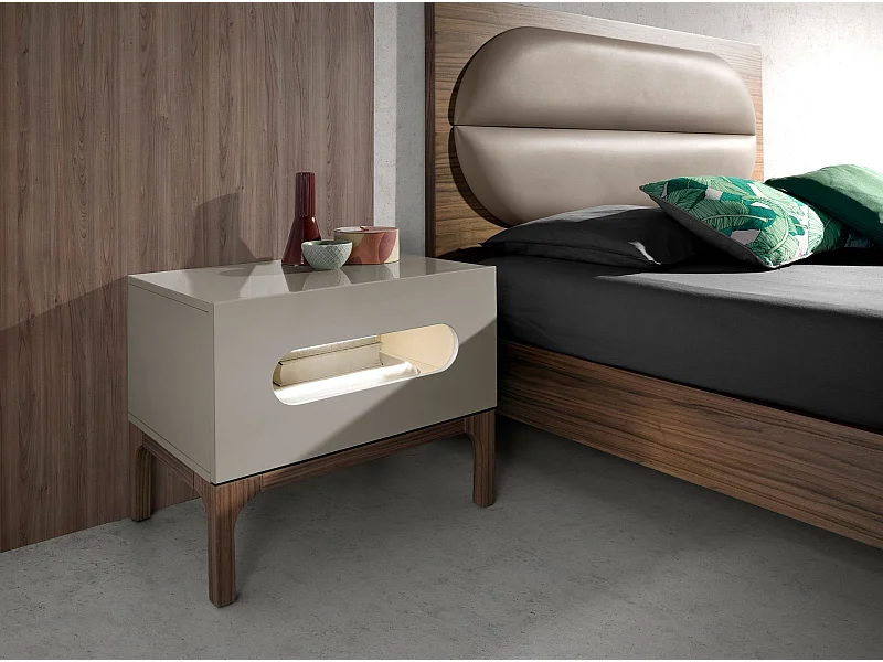 Comodino in legno grigio e noce con illuminazione interna 7144 ANGEL CERDA