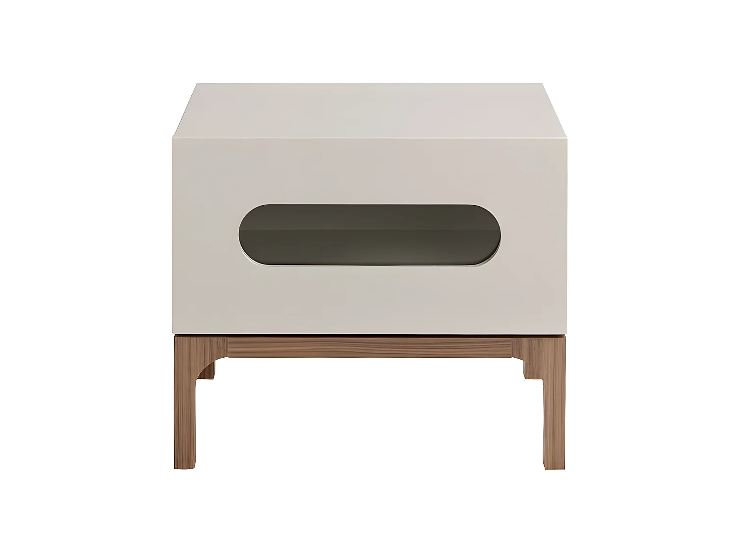 Stolik nocny z drewna orzechowego i szarego z oświetleniem wewnętrznym