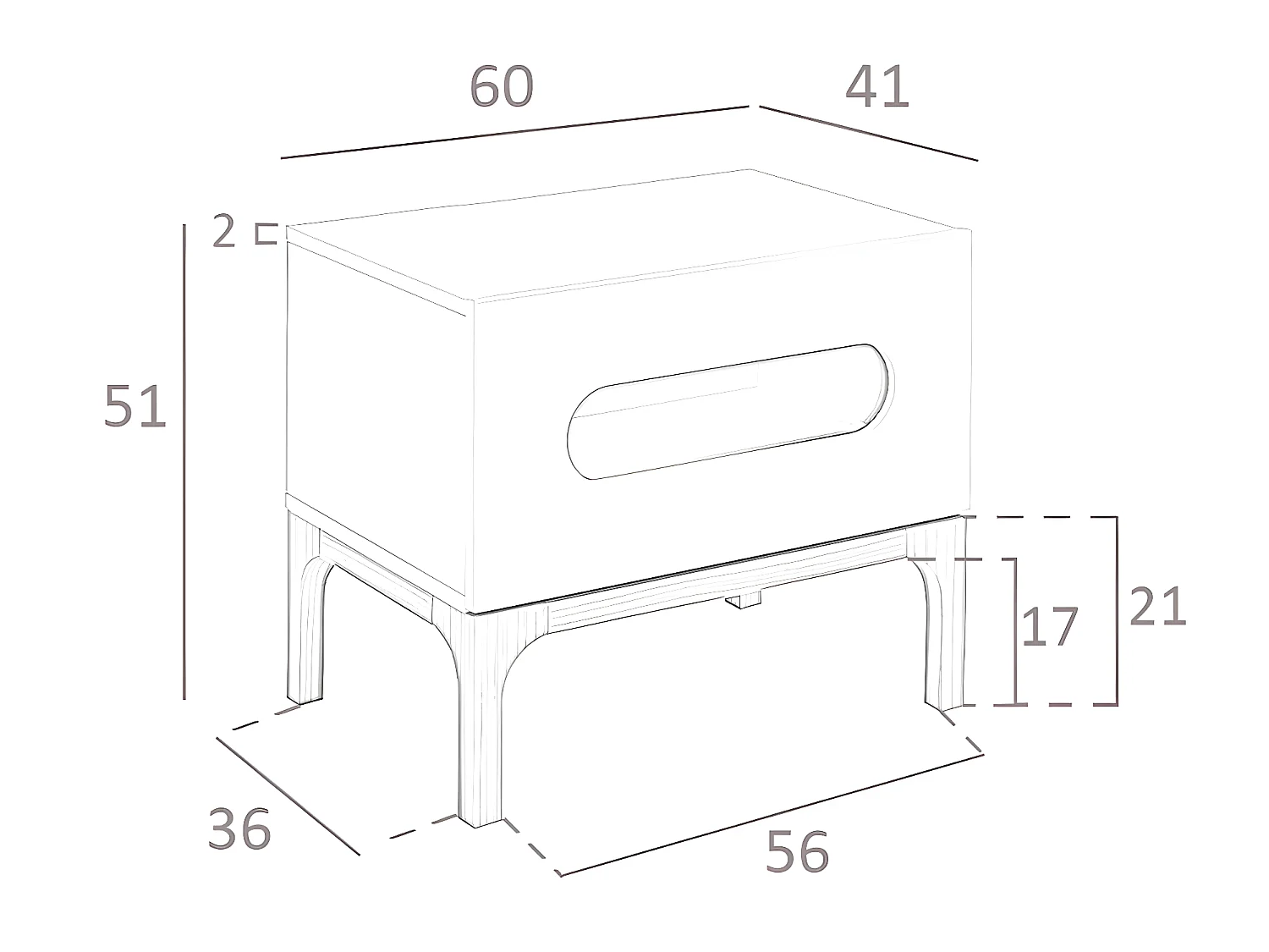 Stolik nocny z drewna orzechowego i szarego z oświetleniem wewnętrznym