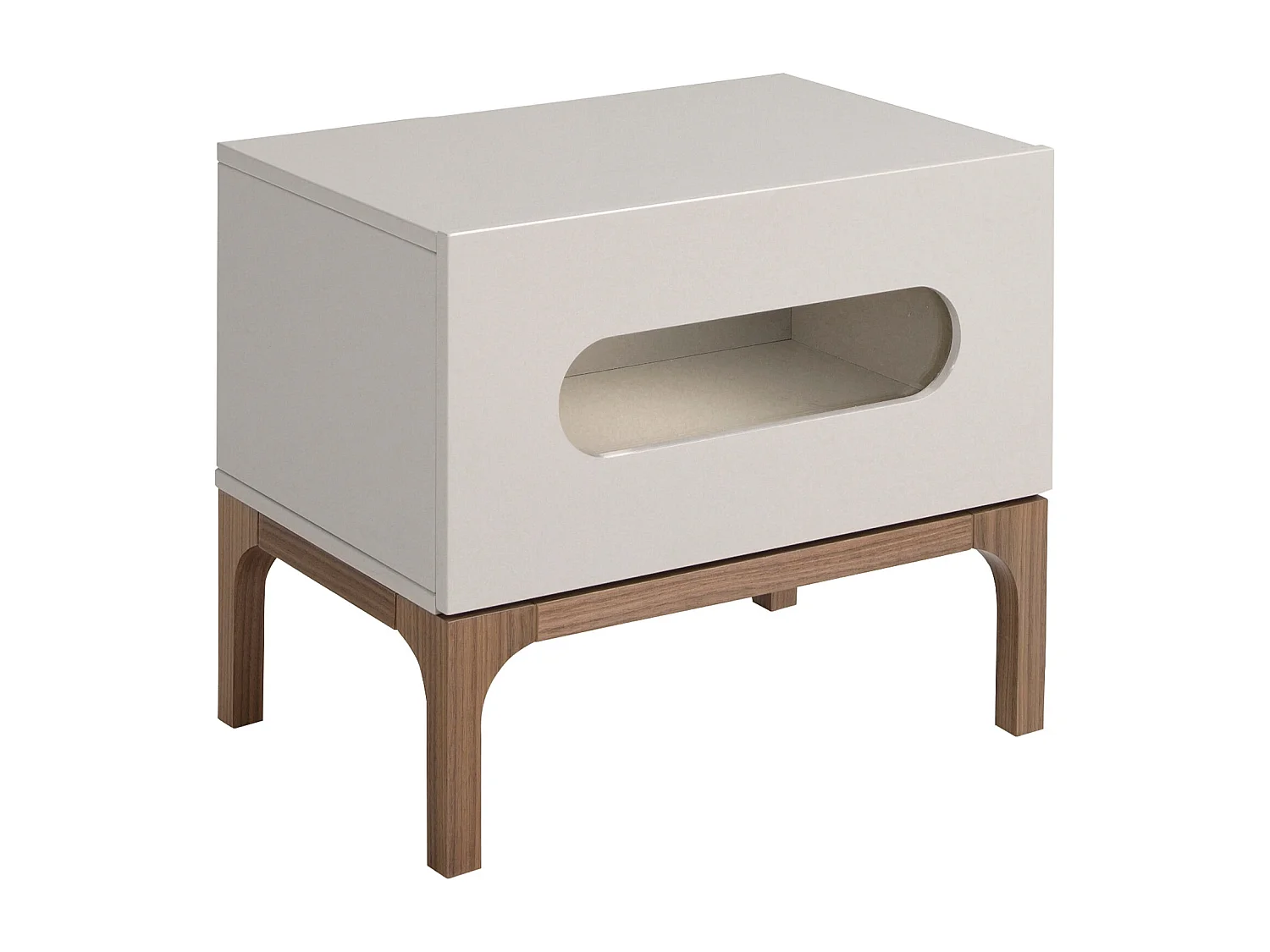 Nachtkastje grijs en walnoothout met binnenverlichting 7144 ANGEL CERDA