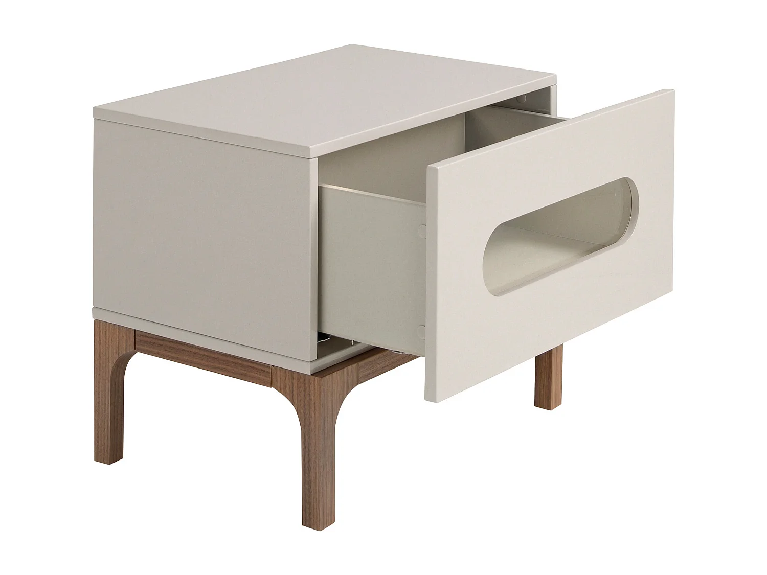 Nachtkastje grijs en walnoothout met binnenverlichting 7144 ANGEL CERDA