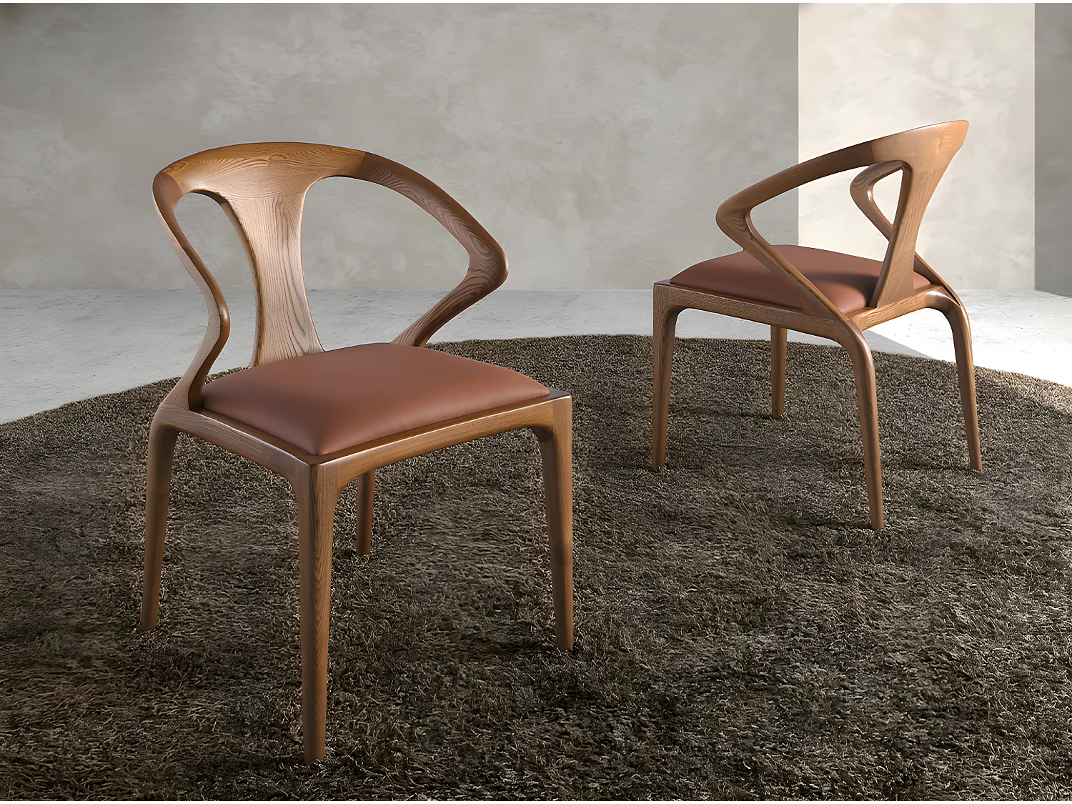 Chaise en simili cuir et noyer 4137 ANGEL CERDA