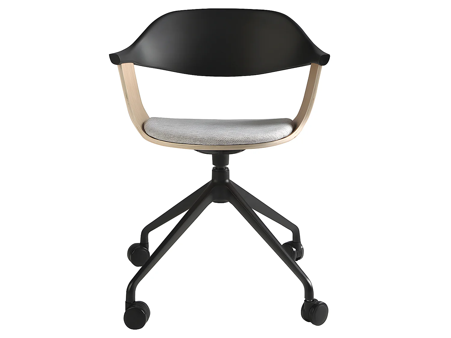 Bürodrehstuhl aus hellgrauem Stoff und schwarzem PVC  4130 ANGEL CERDA