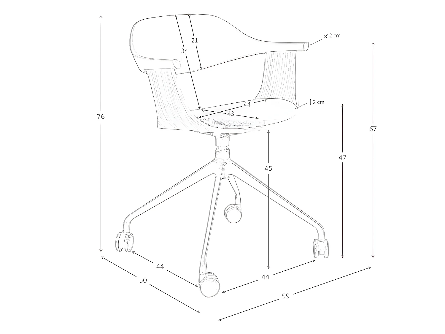 Bürodrehstuhl aus hellgrauem Stoff und schwarzem PVC  4130 ANGEL CERDA