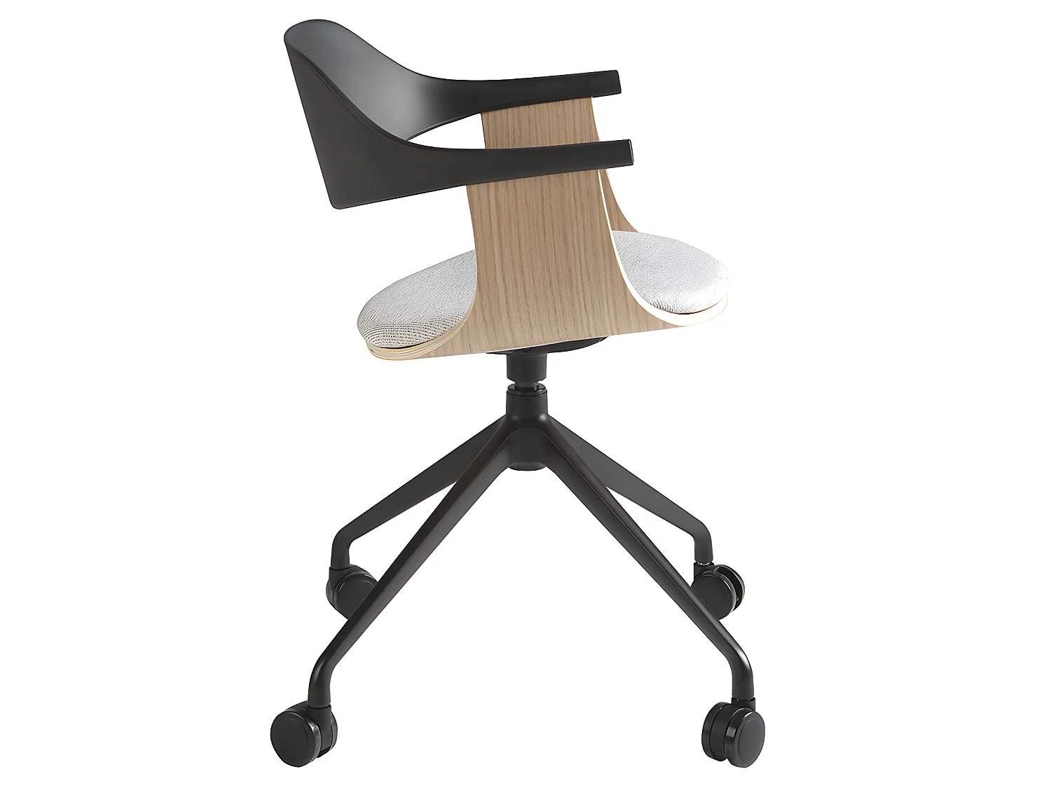 Bürodrehstuhl aus hellgrauem Stoff und schwarzem PVC  4130 ANGEL CERDA