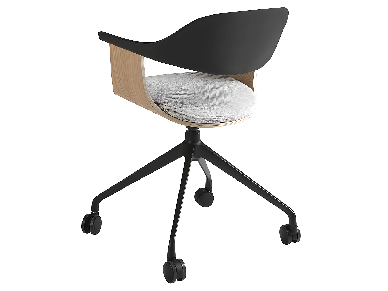 Bürodrehstuhl aus hellgrauem Stoff und schwarzem PVC  4130 ANGEL CERDA