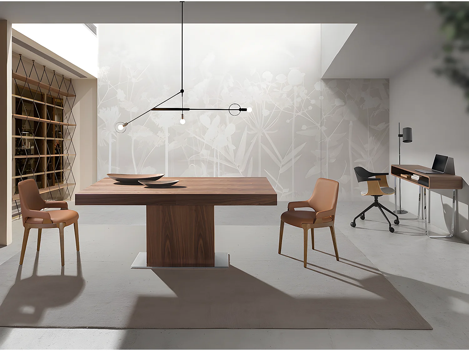 Bürodrehstuhl aus hellgrauem Stoff und schwarzem PVC  4130 ANGEL CERDA