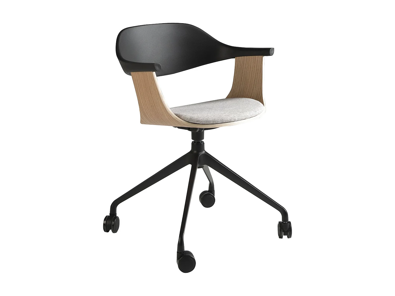 Chaise de bureau pivotante en tissu gris clair et pvc noir 4130 ANGEL CERDA