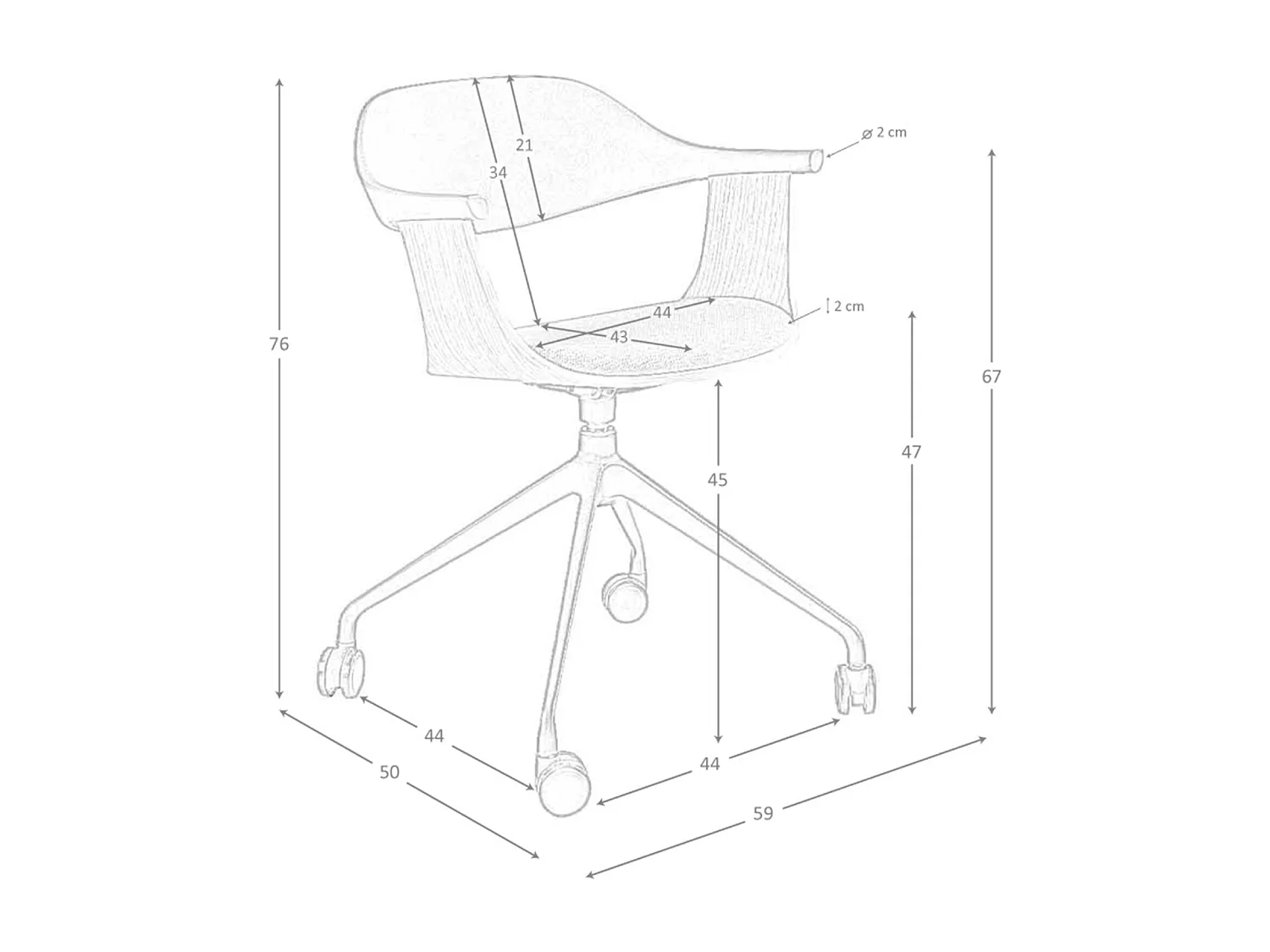 Chaise de bureau pivotante en tissu gris clair et pvc noir 4130 ANGEL CERDA