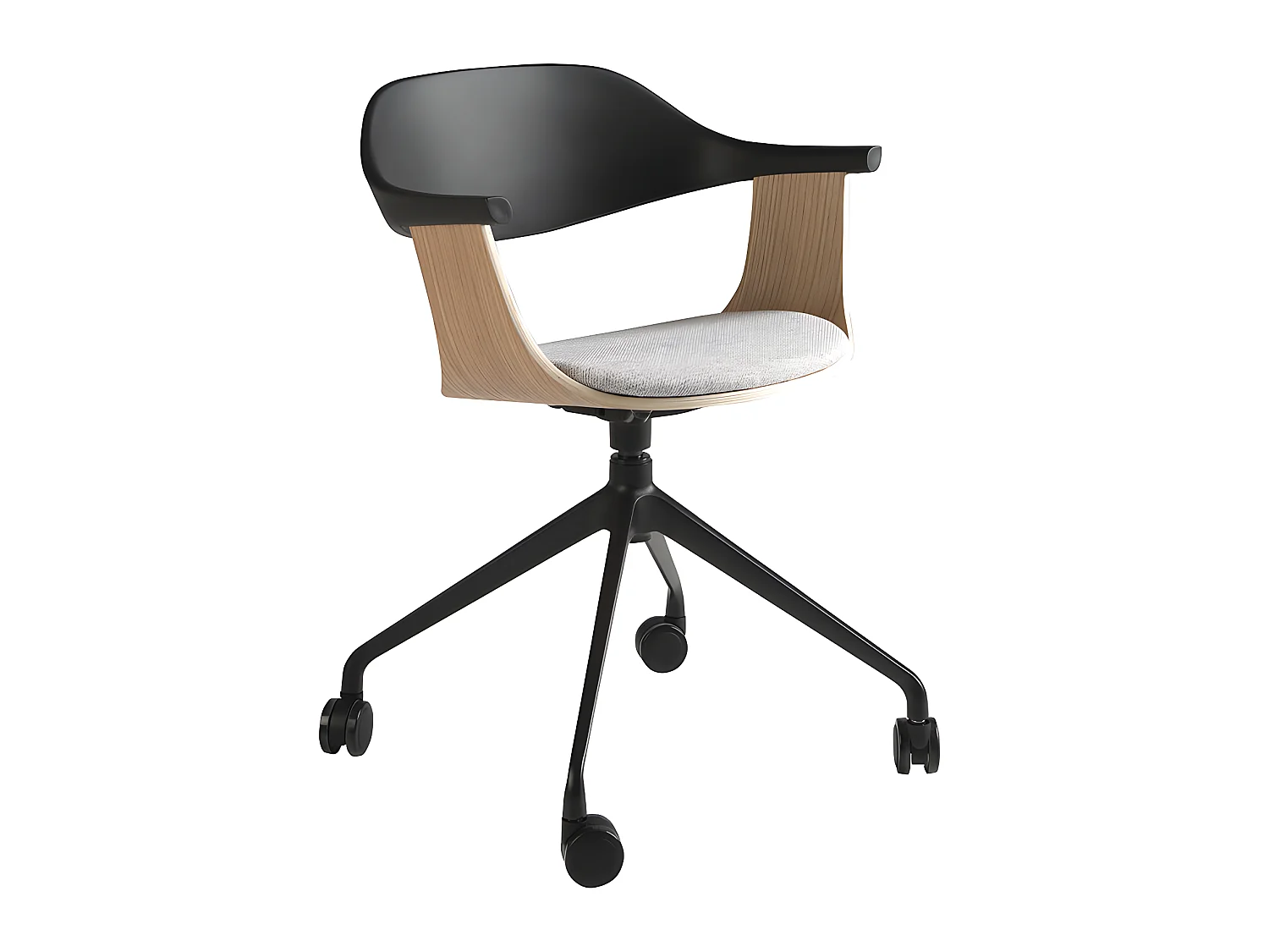 Chaise de bureau pivotante en tissu gris clair et pvc noir 4130 ANGEL CERDA