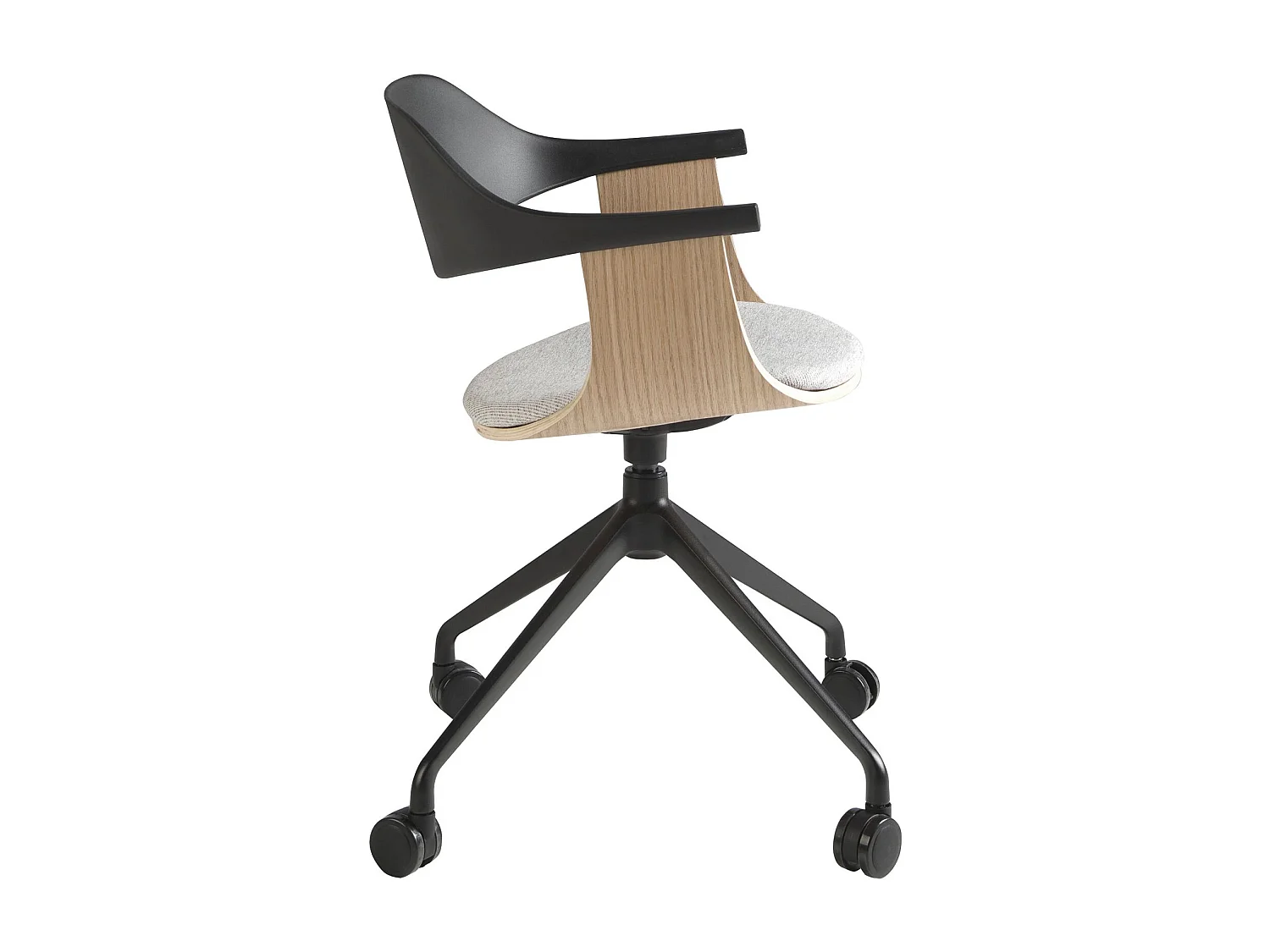 Bureaustoel in lichtgrijze stof en zwart pvc 4130 ANGEL CERDA