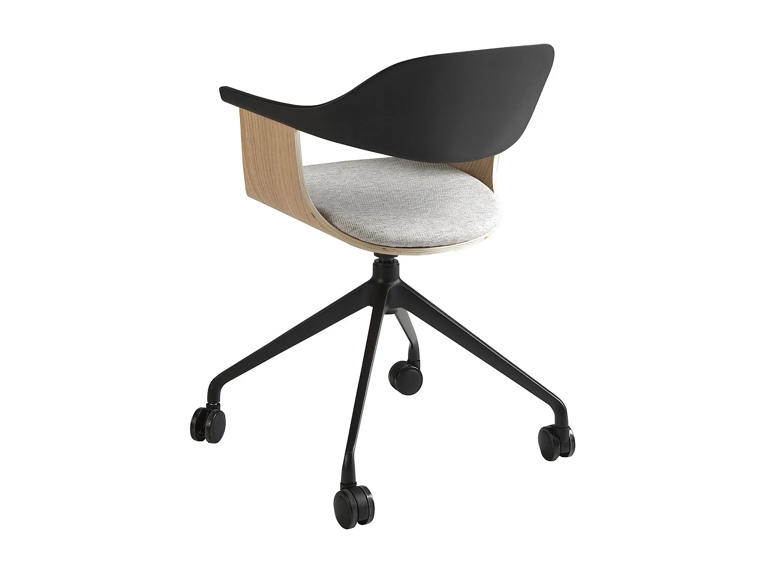 Bureaustoel in lichtgrijze stof en zwart pvc 4130 ANGEL CERDA