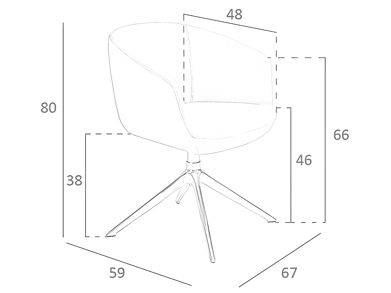 Sedia girevole in tessuto grigio chiaro   4133 ANGEL CERDA
