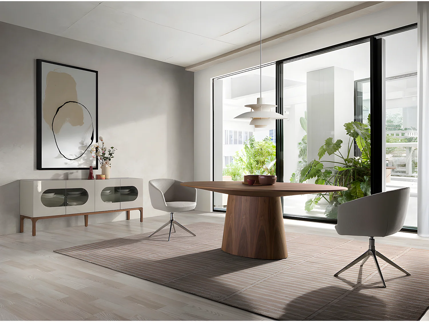 Sedia girevole in tessuto grigio chiaro   4133 ANGEL CERDA