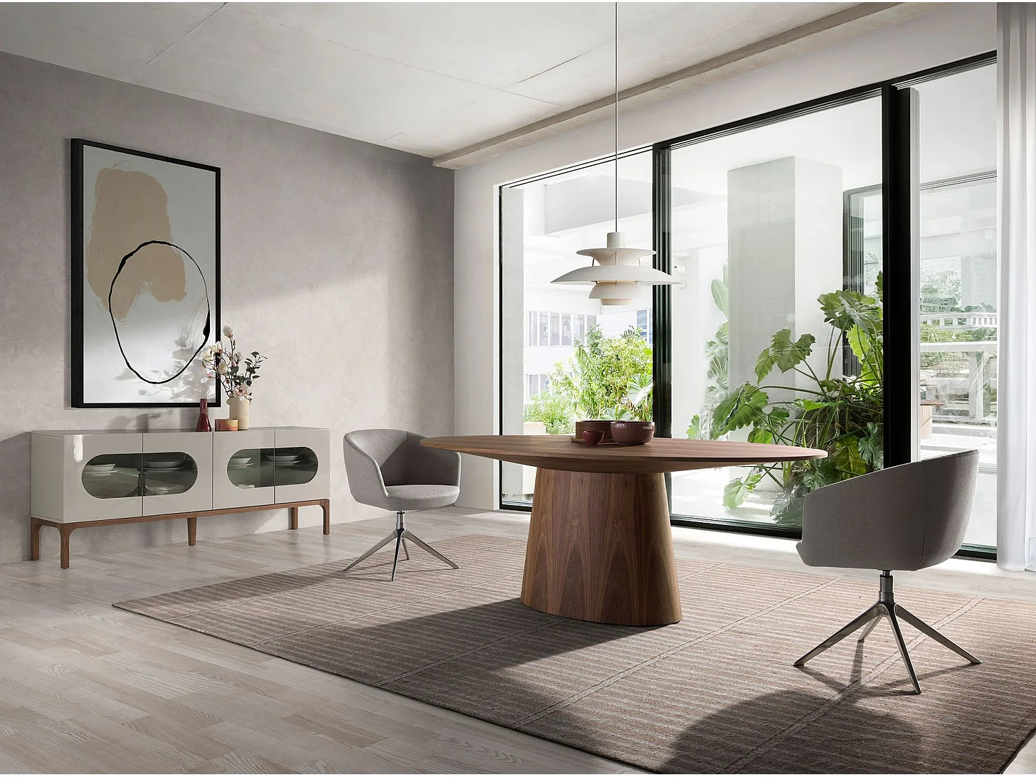 Chaise pivotante en tissu gris clair 4133 ANGEL CERDA