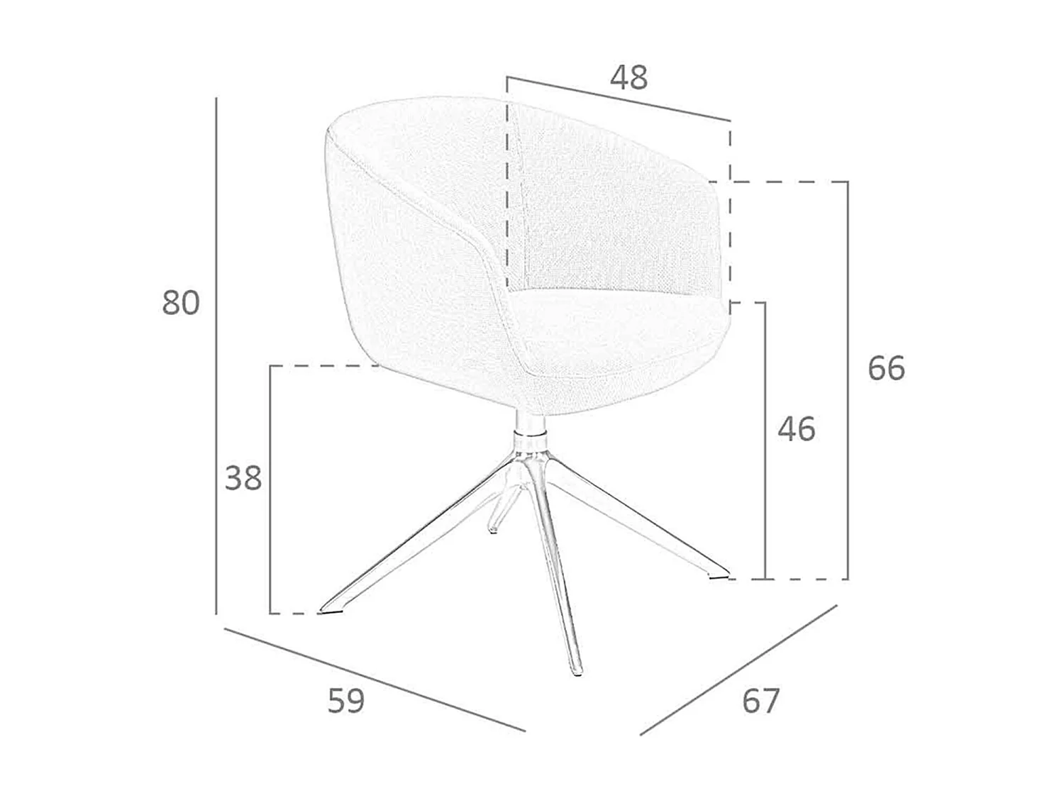 Chaise pivotante en tissu gris clair 4133 ANGEL CERDA