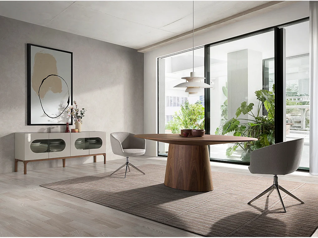 Chaise pivotante en tissu gris clair 4133 ANGEL CERDA