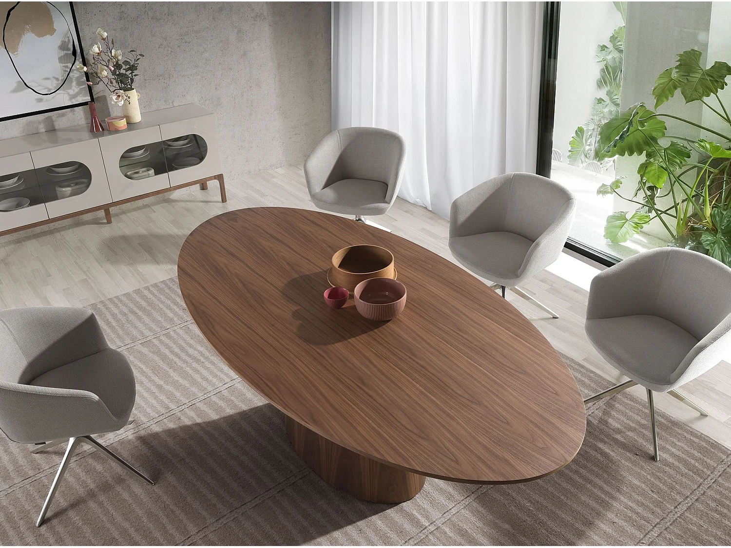 Drehstuhl aus hellgrauem Stoff 4133 ANGEL CERDA