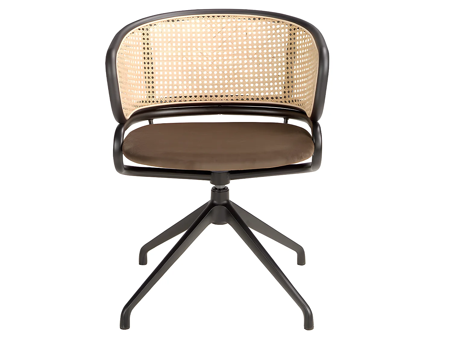 Drehsessel aus braunem Samt und Rattan  4129 ANGEL CERDA