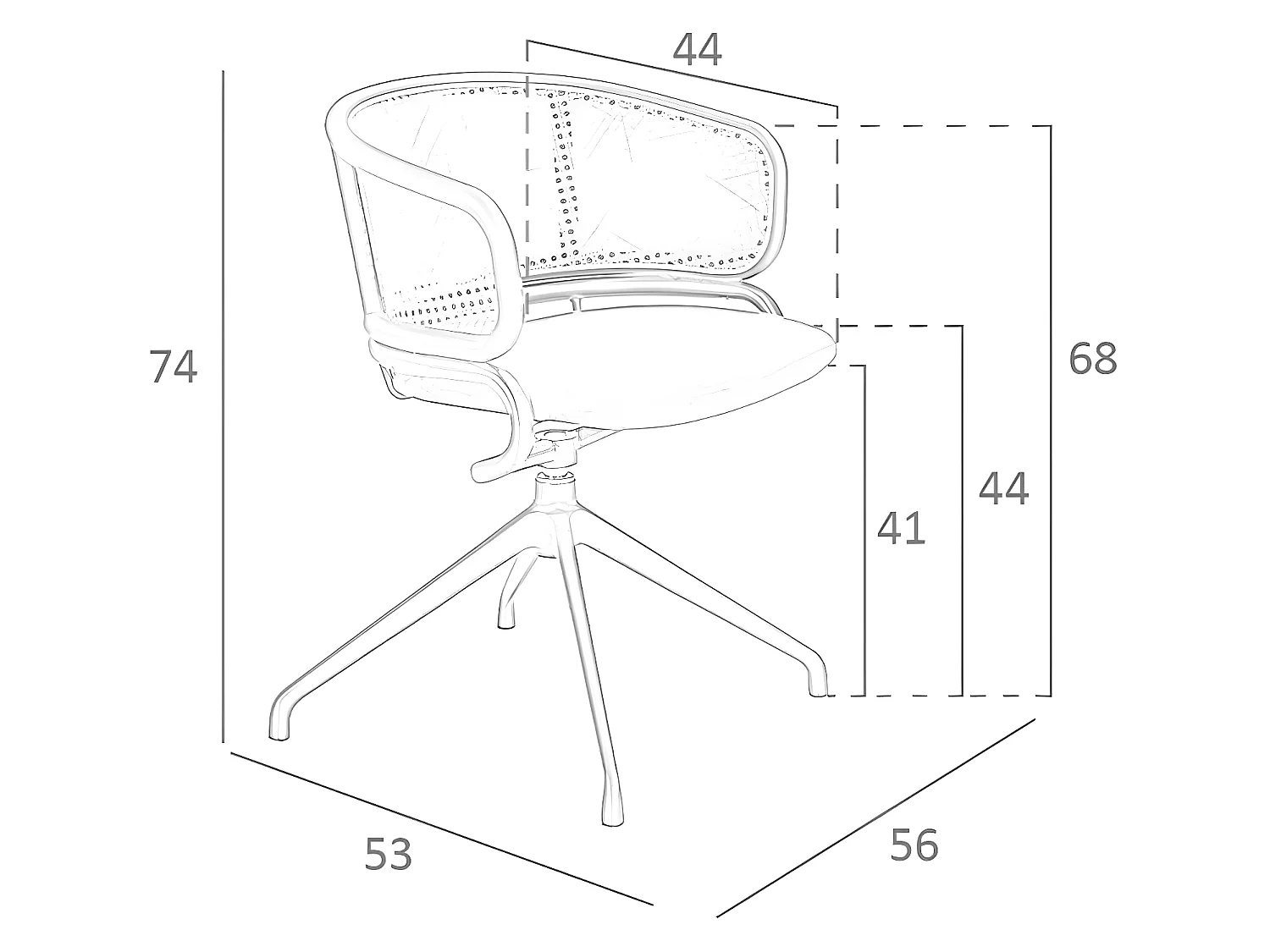Drehsessel aus braunem Samt und Rattan  4129 ANGEL CERDA