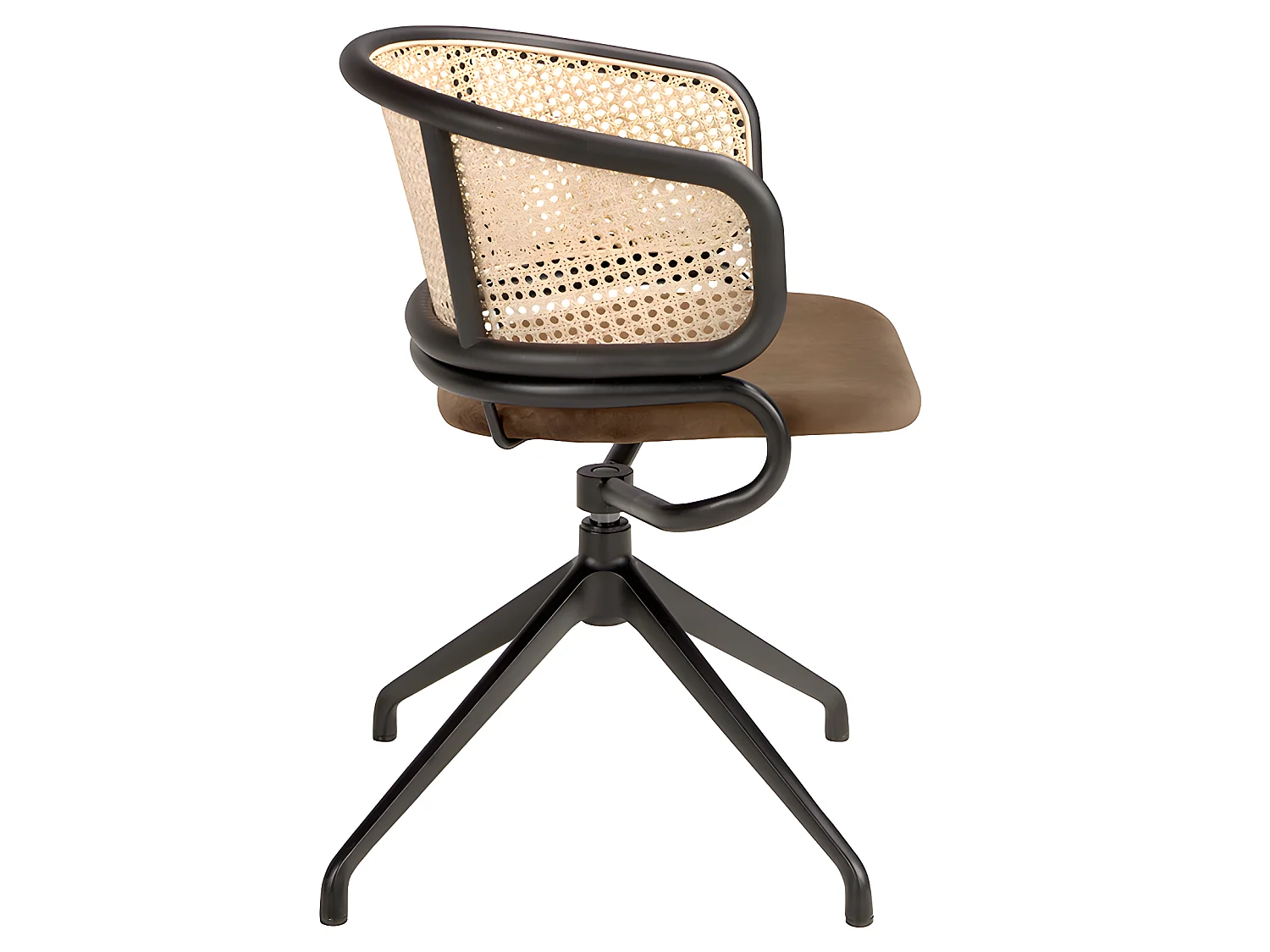 Drehsessel aus braunem Samt und Rattan  4129 ANGEL CERDA