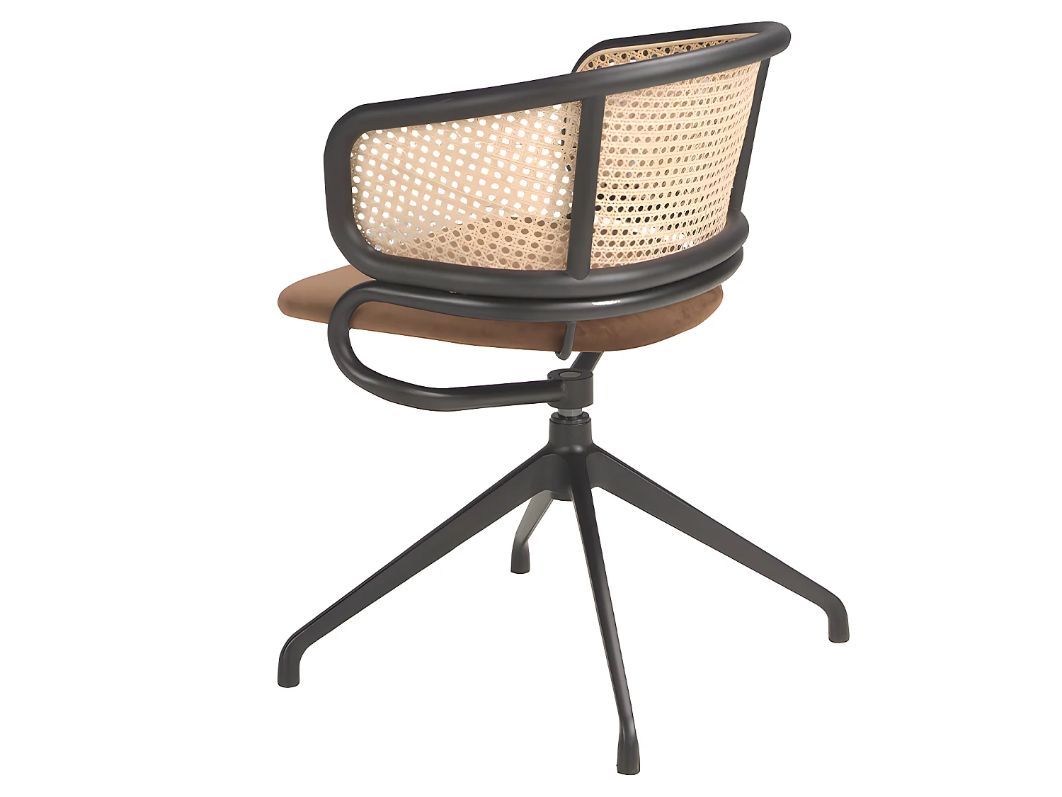 Drehsessel aus braunem Samt und Rattan  4129 ANGEL CERDA