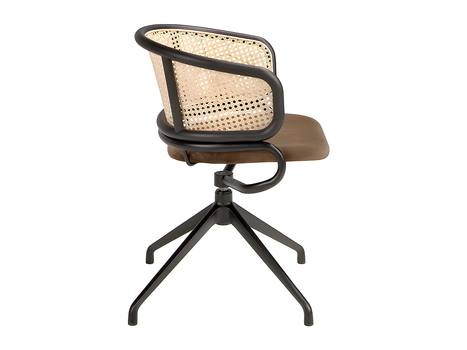 Chaise pivotante en velours brun et rotin 4129 ANGEL CERDA