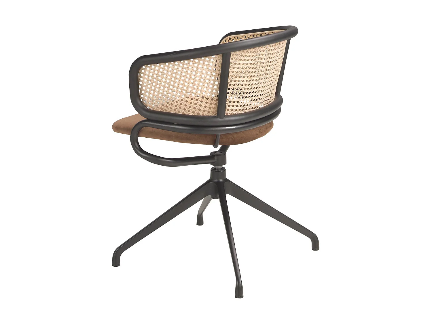 Chaise pivotante en velours brun et rotin 4129 ANGEL CERDA