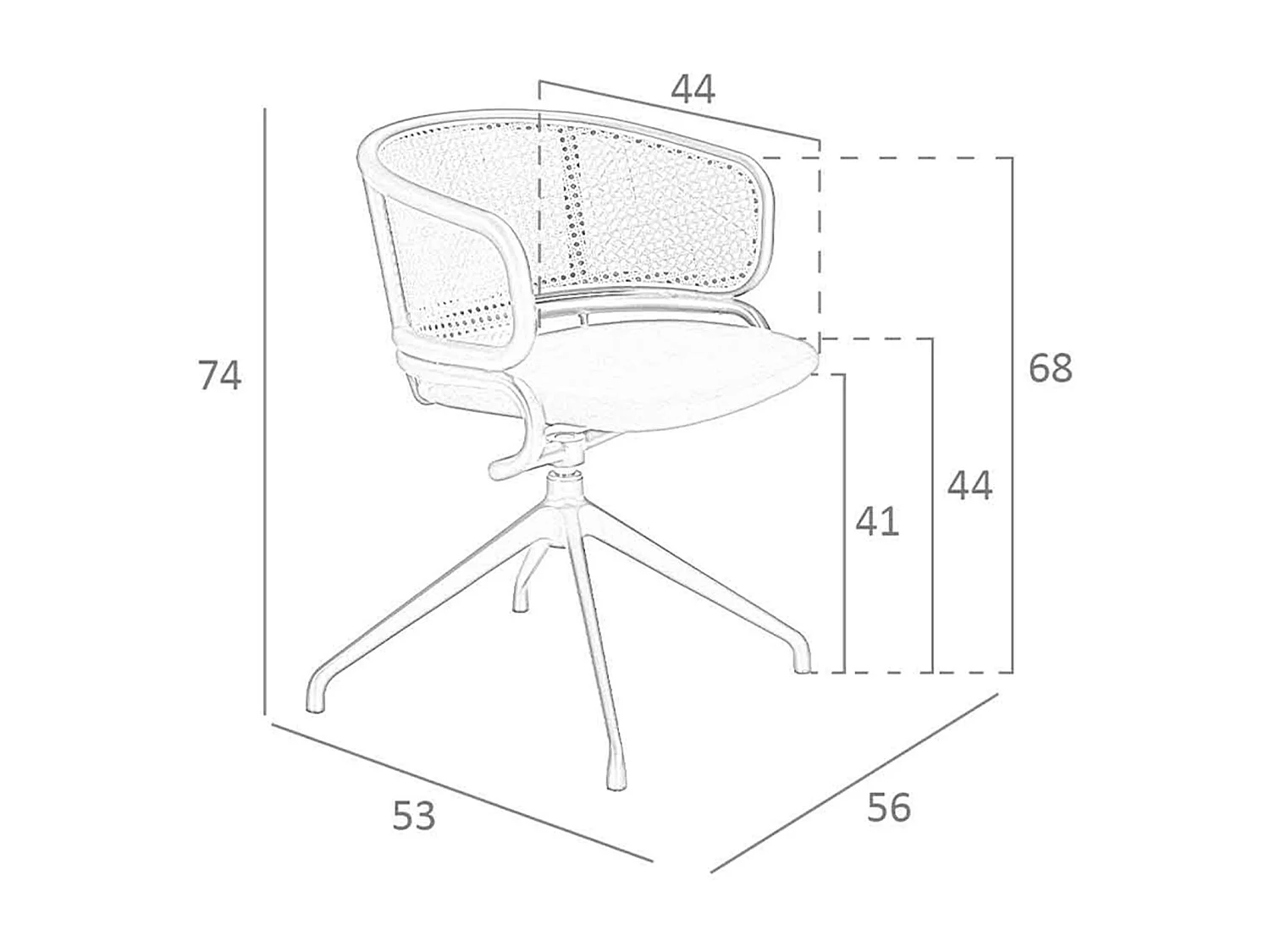 Chaise pivotante en rotin et velours brun 4129 ANGEL CERDA