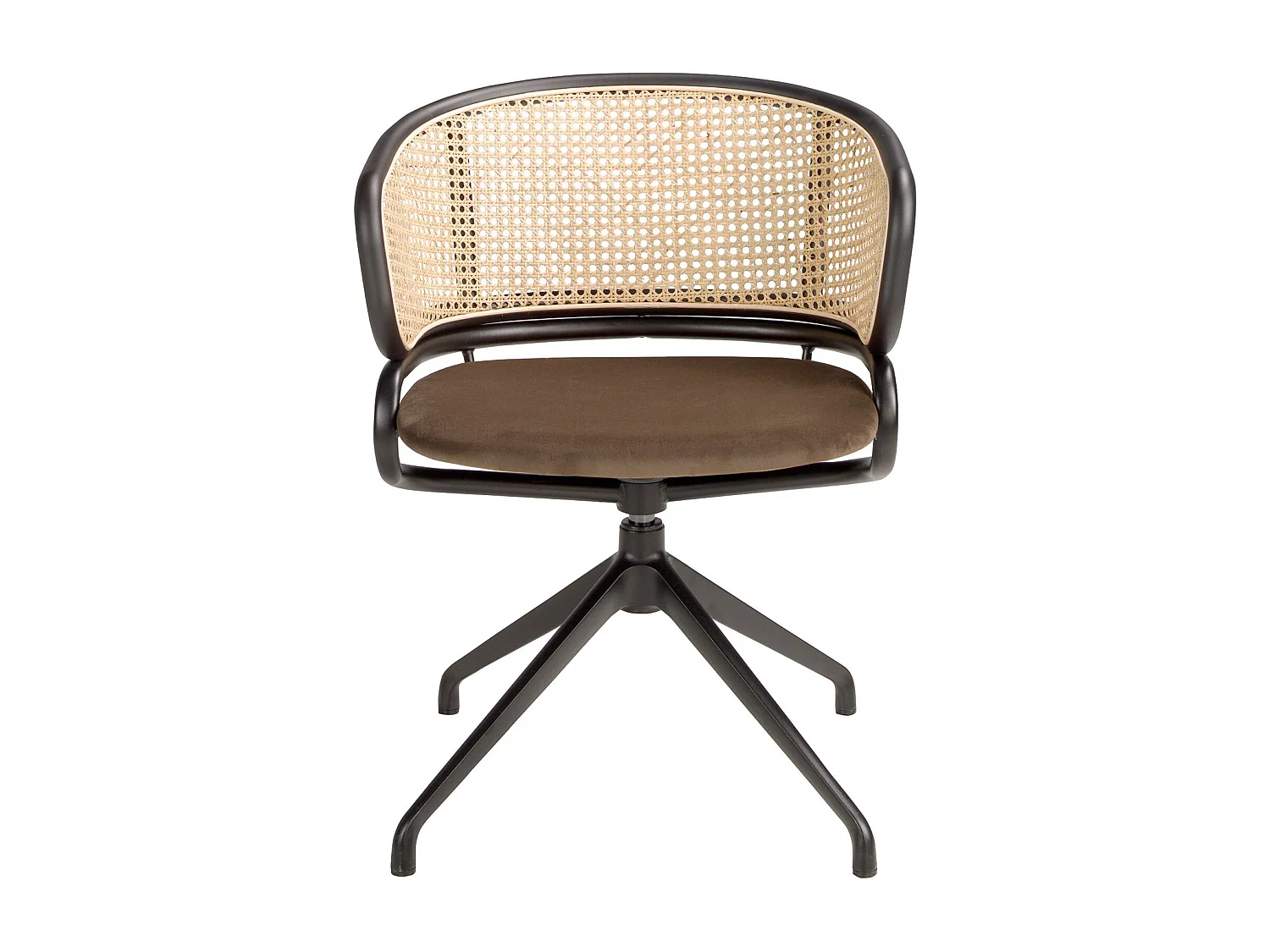 Sedia girevole in rattan e velluto marrone 4129 ANGEL CERDA