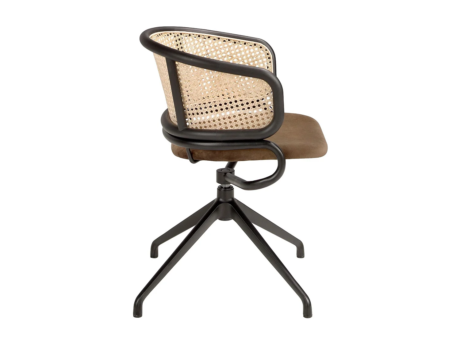 Sedia girevole in rattan e velluto marrone 4129 ANGEL CERDA