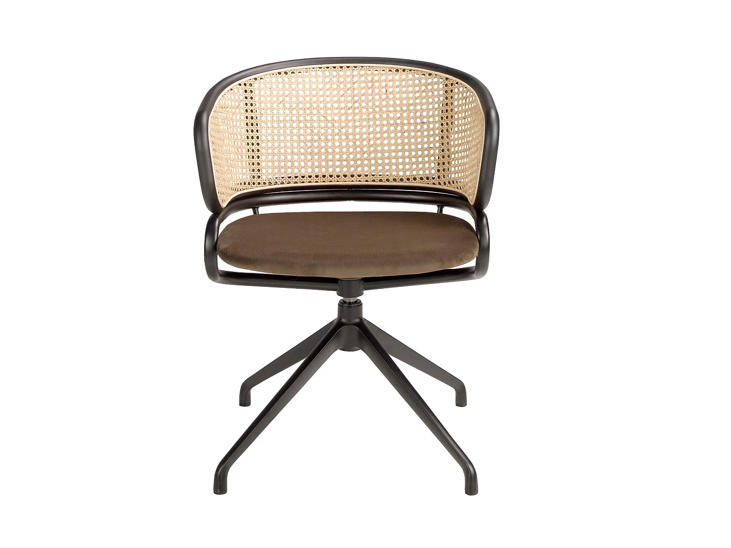 Chaise pivotante en rotin et velours brun 4129 ANGEL CERDA