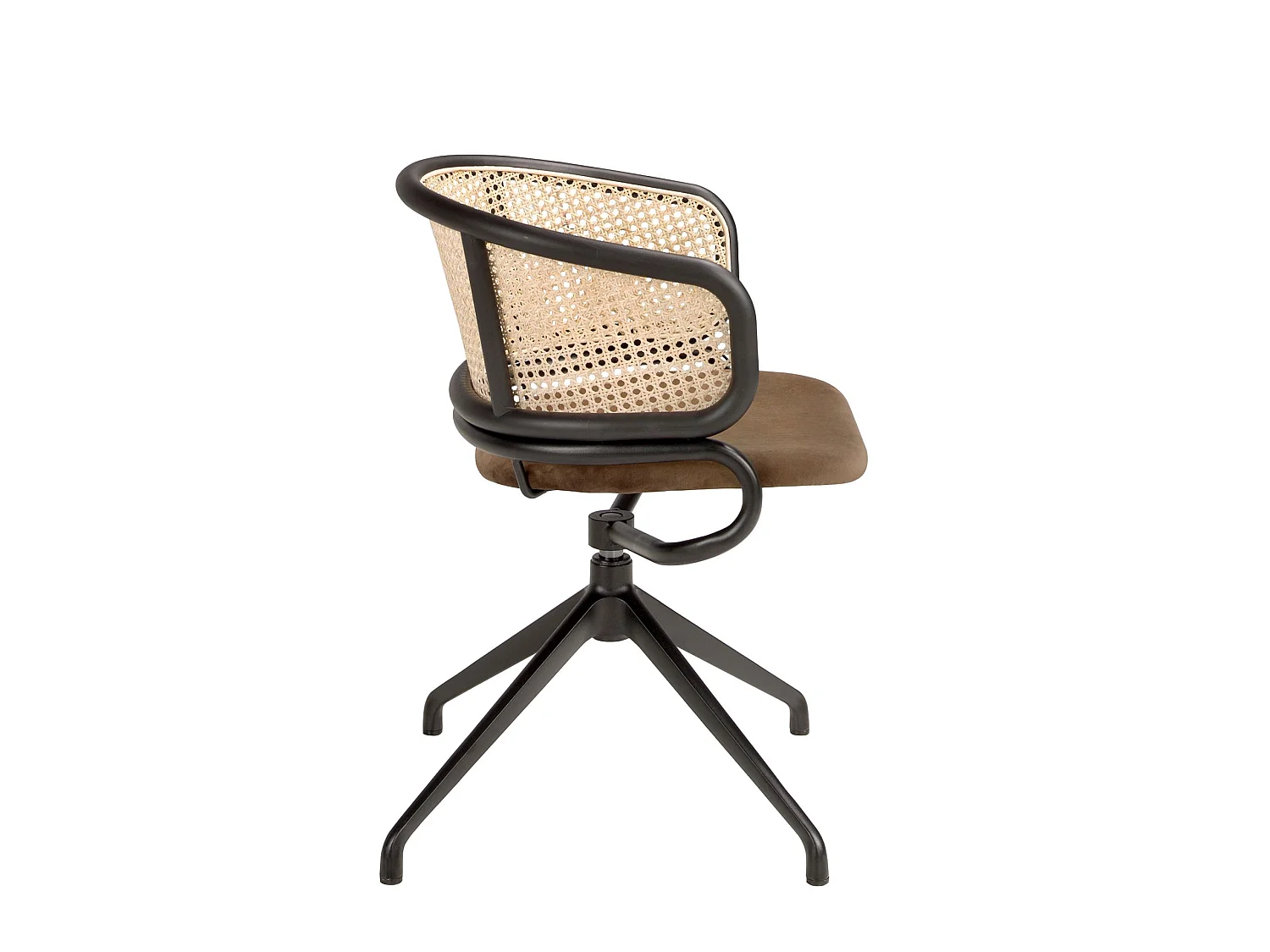 Chaise pivotante en rotin et velours brun 4129 ANGEL CERDA