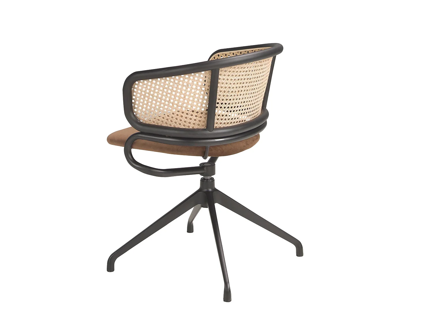 Chaise pivotante en rotin et velours brun 4129 ANGEL CERDA