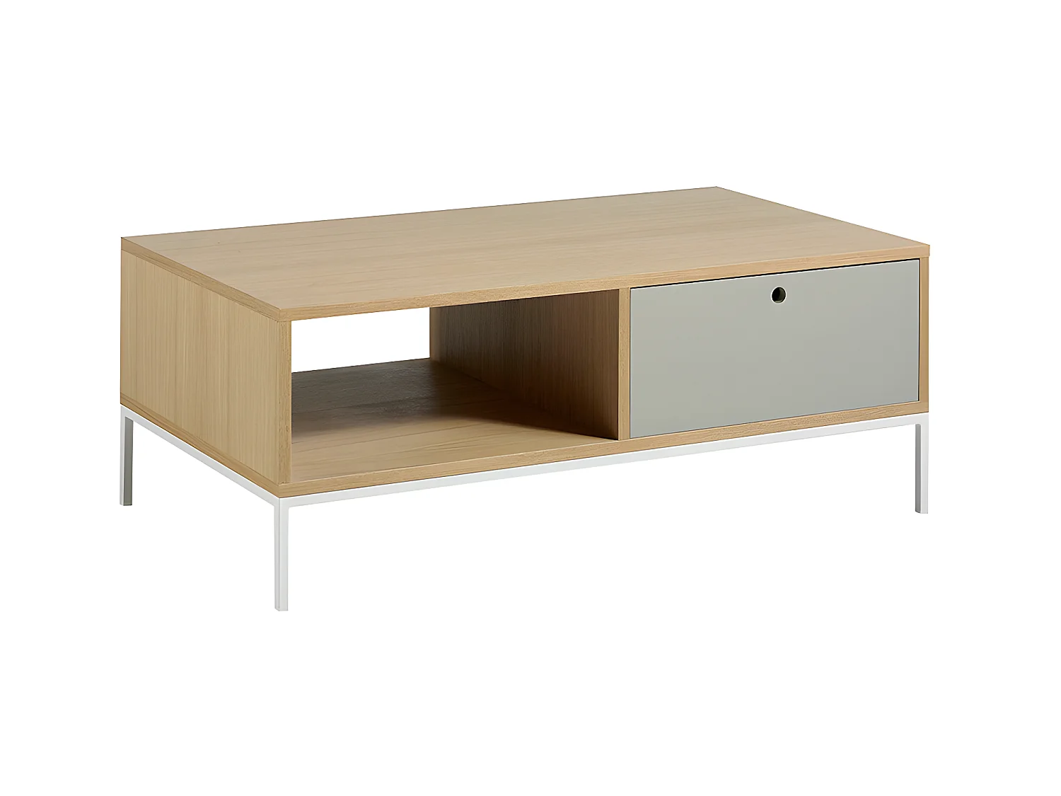 Rechteckiger Couchtisch Eiche und weißer Stahl  2016 ANGEL CERDA