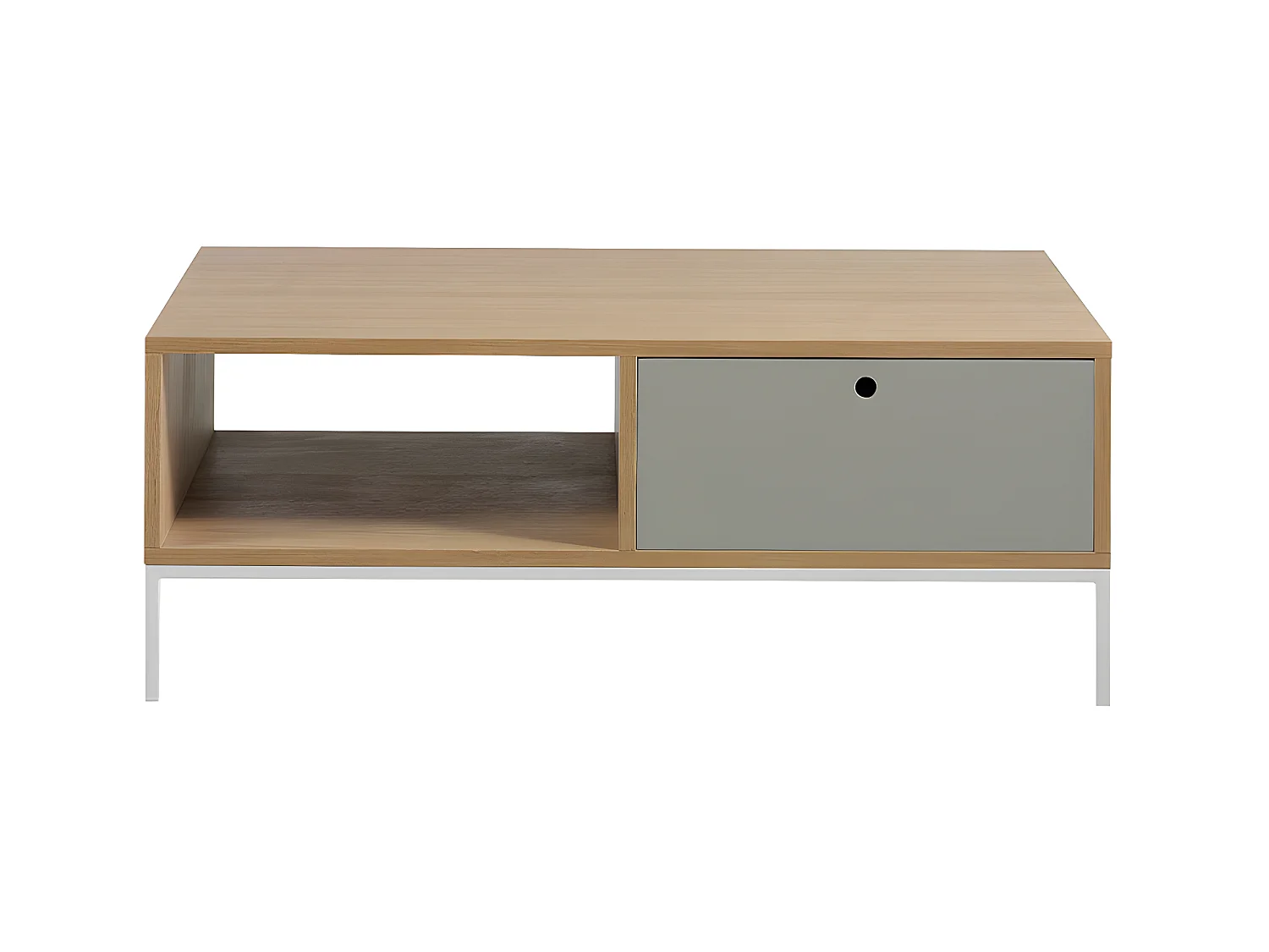 Rechteckiger Couchtisch Eiche und weißer Stahl  2016 ANGEL CERDA