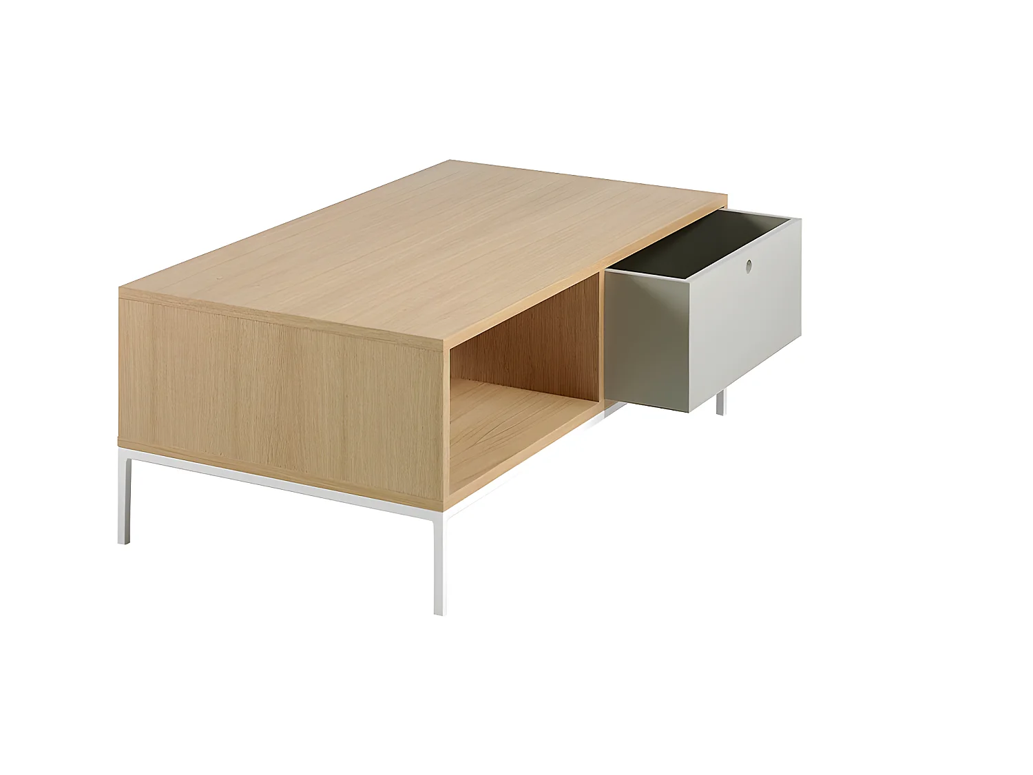 Tavolino rettangolare in rovere e acciaio bianco   2016 ANGEL CERDA